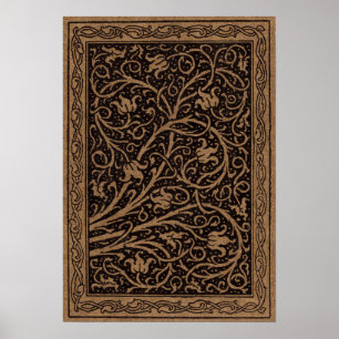 Poster Vintage Floral Brown