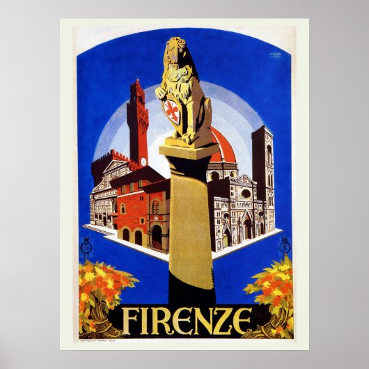 Poster Vintage Florence années 1920 Voyage italien (Devant)