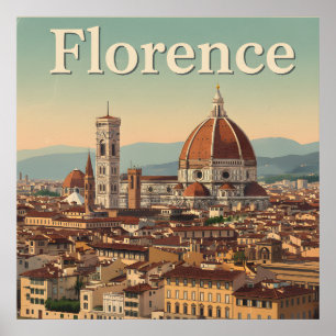 Poster Vintage Florence Travel : Retro Italie