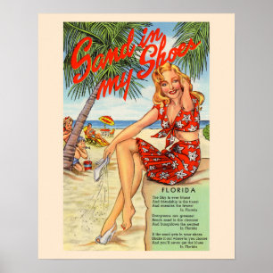 Poster Vintage Floride 1940s Sand in My Shoes