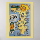 Poster Vintage Floride salutations carte de tourisme (Devant)