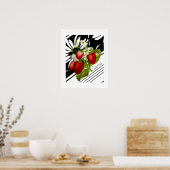 Poster Vintage fraises rouges Black White Graphisme (Cuisine)