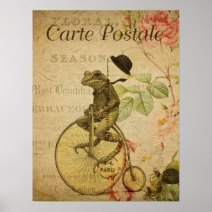 Poster Vintage Français Carte Postale Frog équitation Vél