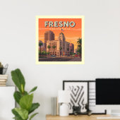Poster Vintage Fresno Californie (Bureau à domicile)
