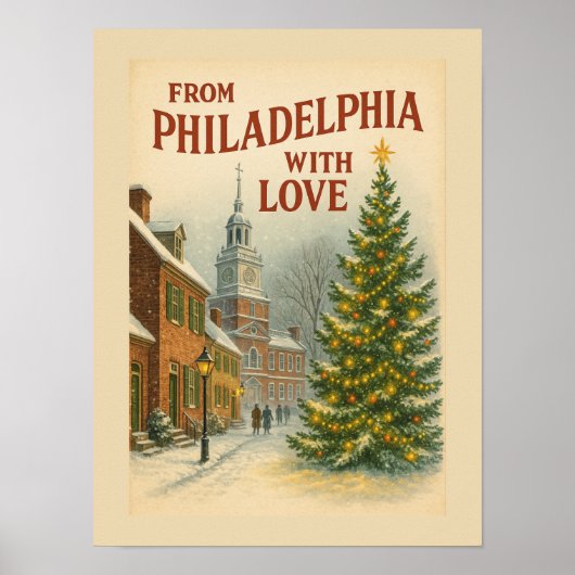 Poster Vintage From Philadelphia With Love Christmas (Devant)