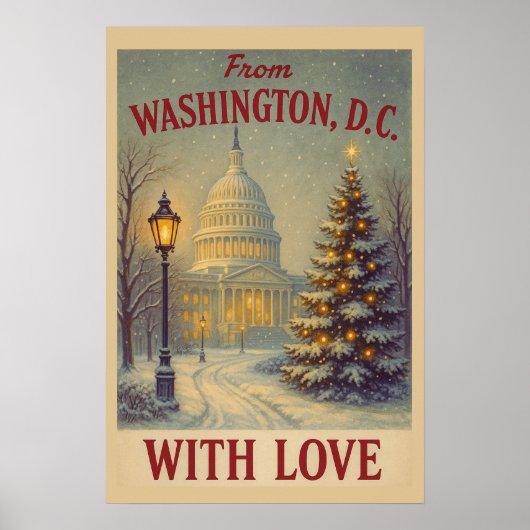 Poster Vintage From Washington, DC With Love Christmas (Devant)
