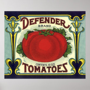 Poster Vintage Fruit Crate Étiquette Art, Defender Tomat