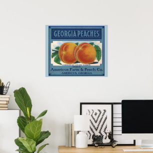 Poster Vintage Fruit Crate Étiquette Art, Georgia Peaches