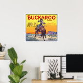 Poster Vintage Fruit Crate Étiquette Art, Pommes Buckaroo (Bureau à domicile)