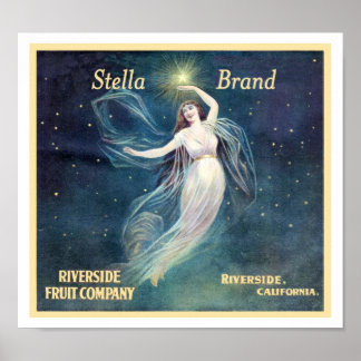 Poster Vintage Fruit Étiquette Art Woman Californie