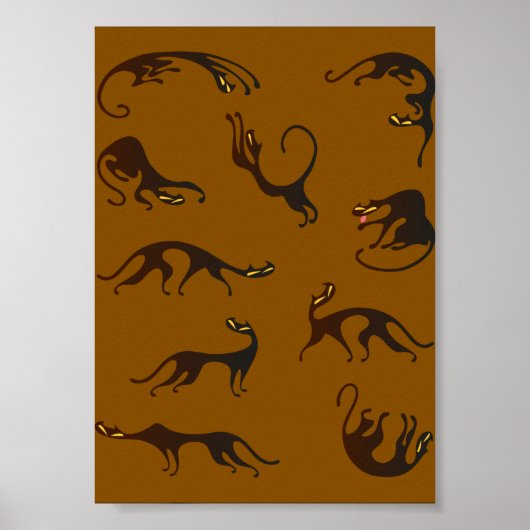 Poster Vintage Funny Chat Brown Kitten noir (Devant)