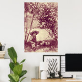 Poster vintage Garçon avec chien au repos (Bureau à domicile)