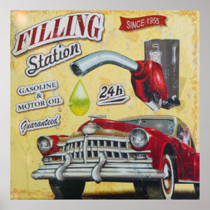 Poster Vintage Gas Station sign.