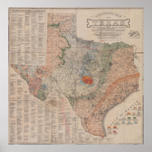 Poster Vintage Geological Map of Texas (1920)