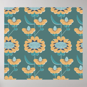 Poster Vintage géométrique : Textile Nautique Motif