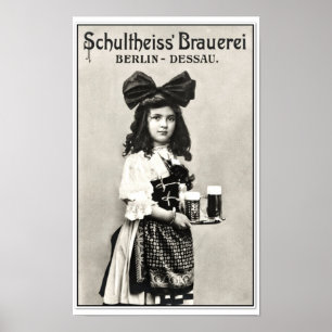 Poster Vintage German Berlin beer brewery photo ad