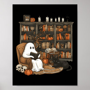 Poster Vintage Ghost Lecture Livre Lovers Bibliothèque Ha