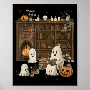 Poster Vintage Ghost Lecture Livre Lovers Bibliothèque Ha