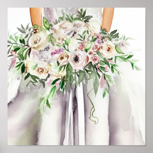 Poster Vintage Glam, Bridal Cascading Bouquet 2, (Devant)