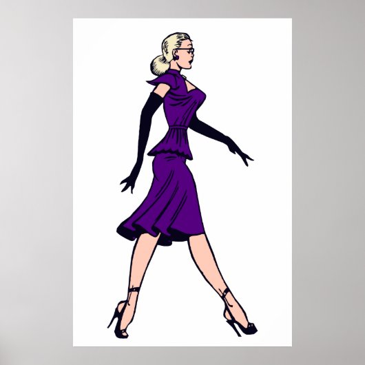 Poster Vintage Glamor Girl, Retro Blond Secrétaire (Devant)
