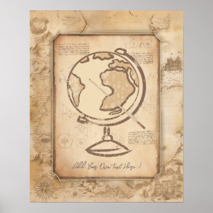 Poster Vintage Globe. Géographie et histoire Cadeau de l'