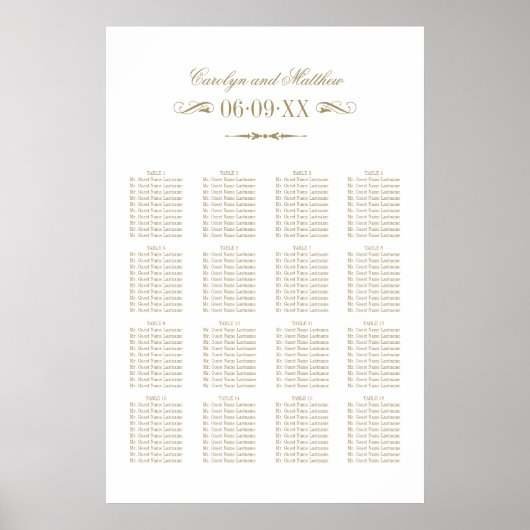 Poster Vintage Gold Flourish Mariage Siège (Devant)