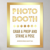 Poster Vintage Gold Marquee Letters Wedding Photo Booth (Devant)
