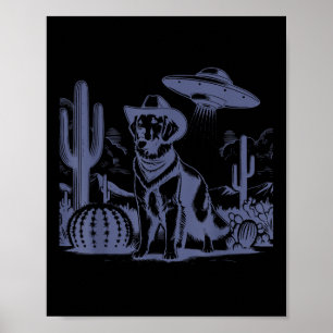 Poster Vintage Golden Retriever Ufo 90s Retro Western Cow