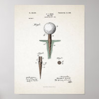 Poster vintage Golf Tee Patent 1899