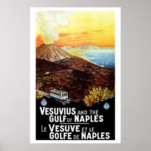 Poster Vintage golfe du Vésuve de Naples Voyage italien