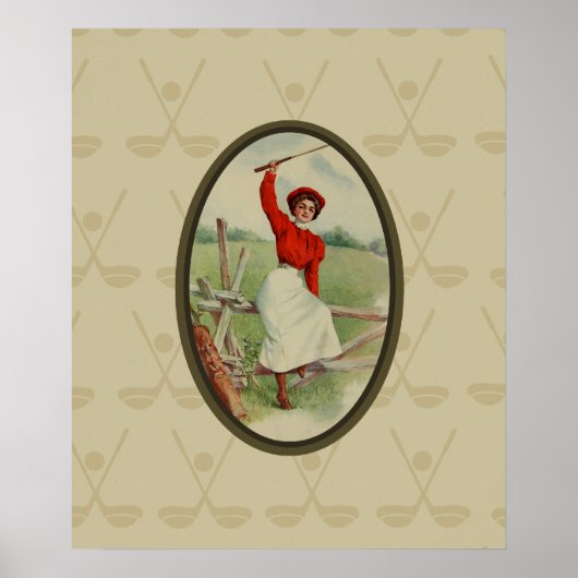 Poster Vintage Golfing Lady Art (deux) (Devant)