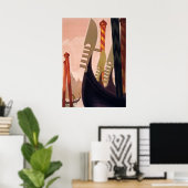 Poster Vintage Gondolas Grand Canal Venise Italie Voyage (Bureau à domicile)