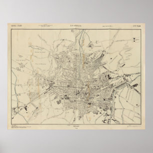Poster Vintage Granada Spain Map (1943)