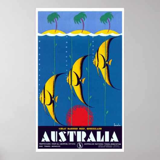 Poster Vintage Great Barrier Reef Australie Voyage (Devant)