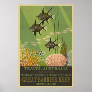 Poster Vintage Great Barrier Reef Travel