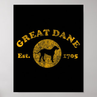 Poster Vintage Great Dane Est. 1705 Cadeau Pour Grande Da