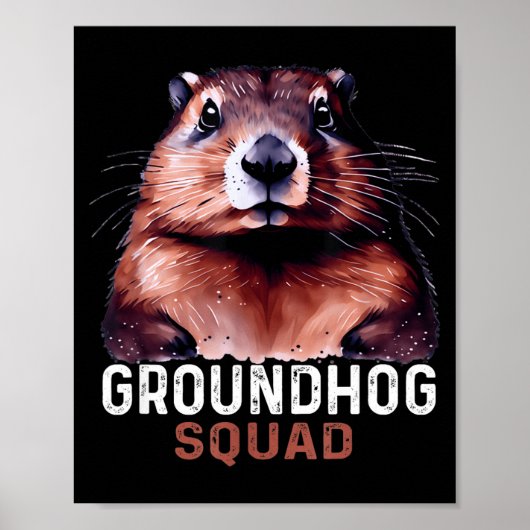 Poster Vintage Groundhog Squad Funny Lovers Groundhog Hap (Devant)