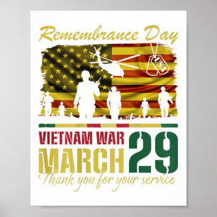Poster Vintage guerre du Vietnam Fier vétéran 29 mars Se