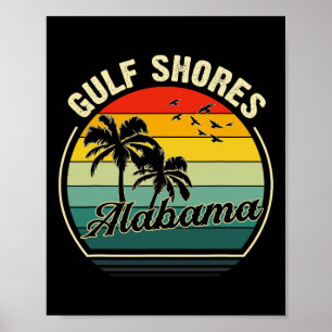 Poster Vintage Gulf Shores Beach Alabama Summer Sunset Pa