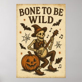 Poster Vintage Halloween Bone to be Wild