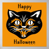 Poster Vintage Halloween Cat Face (Devant)