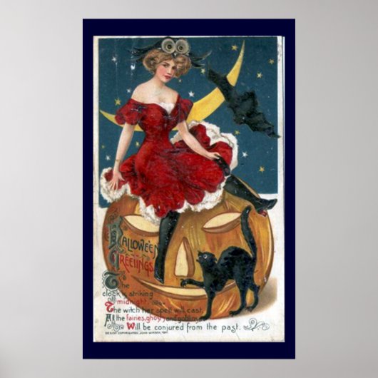 Poster Vintage Halloween Citrouille et amis Imprimer (Devant)