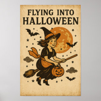 Poster Vintage Halloween Flying