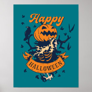 Poster Vintage Halloween Graphic Jack-o'-lantern