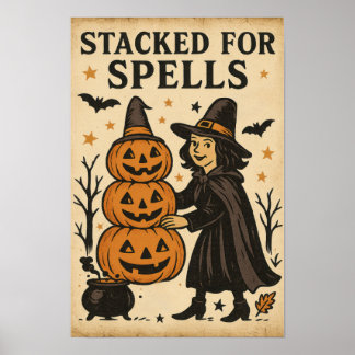 Poster Vintage Halloween Stacked for Spells