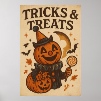 Poster Vintage Halloween Tricks and Treats
