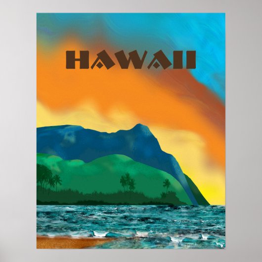 Poster vintage Hawaii Travel (Devant)