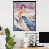 Poster Vintage Hawaii, USA - (Bureau à domicile)