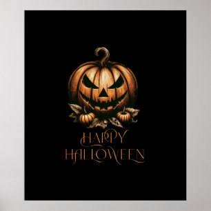Poster Vintage heureux citrouille Halloween