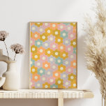 Poster Vintage Hexagon Flower Motif en Pastel<br><div class="desc">Ce motif sucré présente des fleurs hexagonales de style Anglais en papier,  dans une palette de couleurs pastel moderne vintage,  rose,  lavande,  pêche,  turquoise et moutarde. Grand cadeau pour les courtepointes.</div>